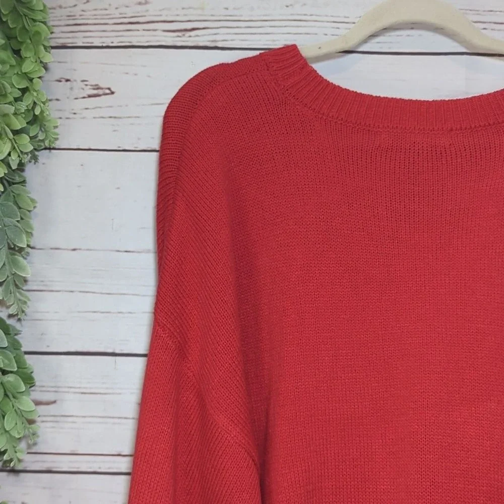 Red Sweater Atlanta and White‎ Oversized Romantic Slouchy Women's Sweater 2X